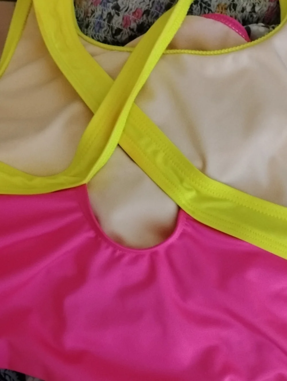 Lands' End Neon Color Blocked One Piece Girl's Swimsuit 14+